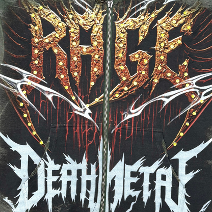 Rage deathmetal zipper hoodie