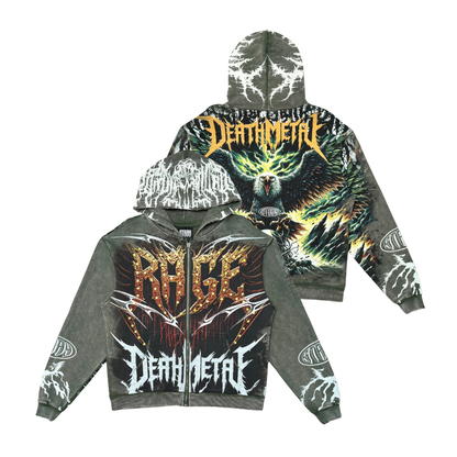 Rage deathmetal zipper hoodie