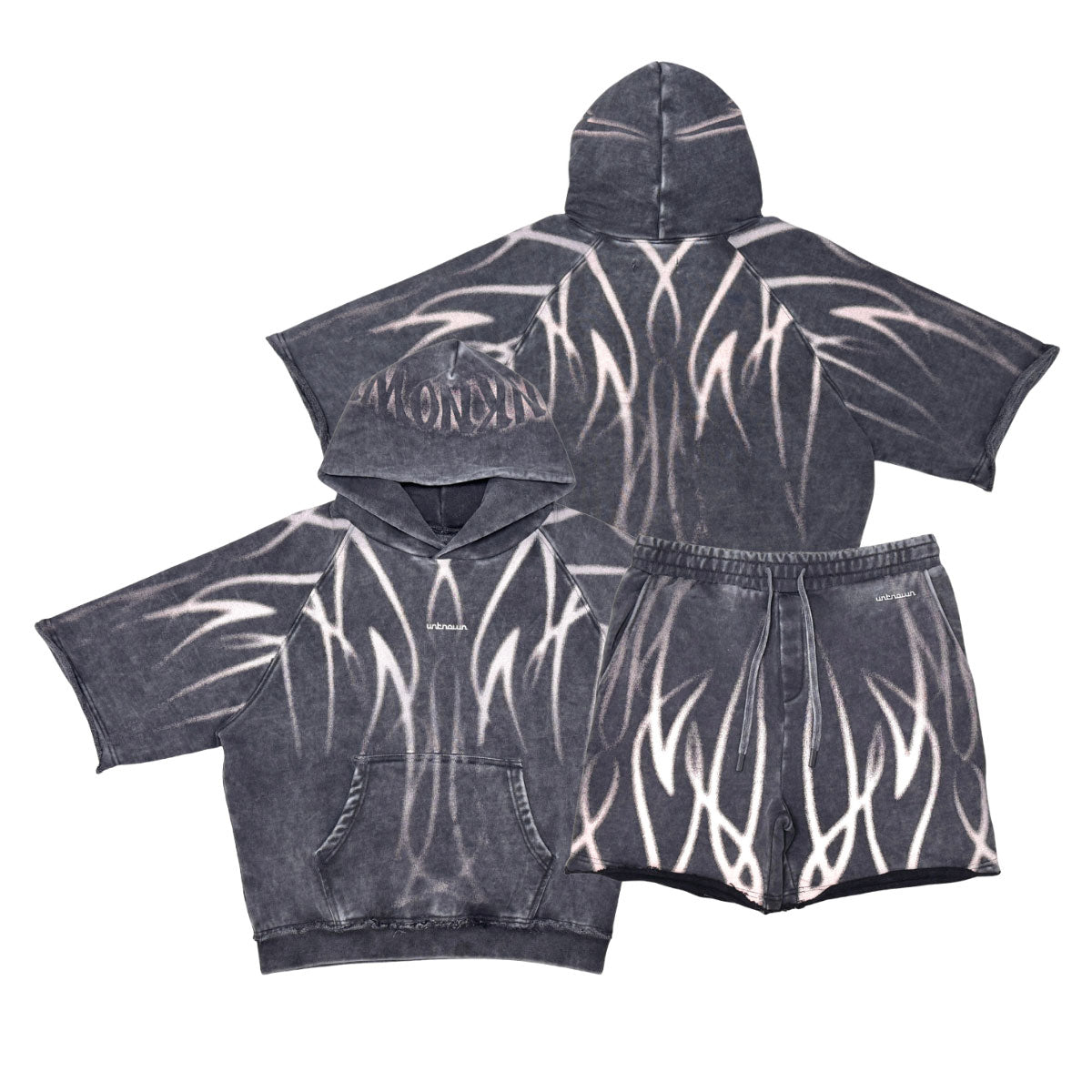 Short sleeve printed hoodie by Unknown - 6 | Vie+Riche