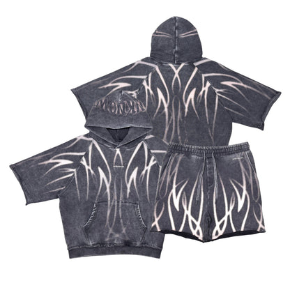 Short sleeve printed hoodie by Unknown - 6 | Vie+Riche