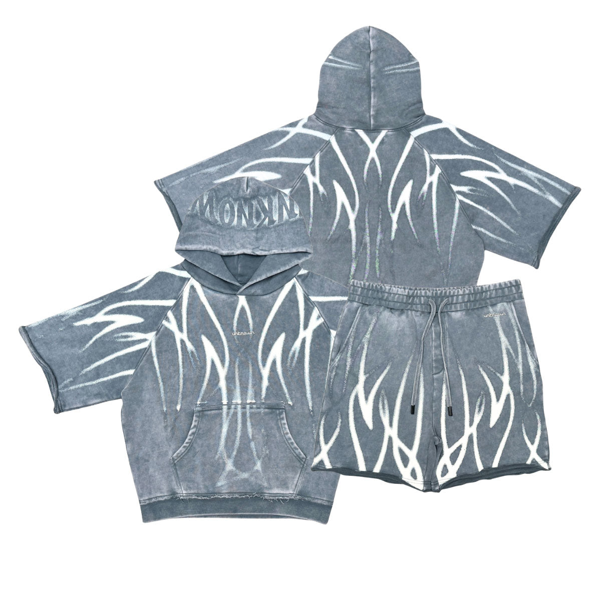 Short sleeve printed hoodie by Unknown - 11 | Vie+Riche