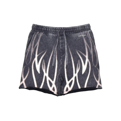 Faded flames washed shorts by Unknown - 2 | Vie+Riche