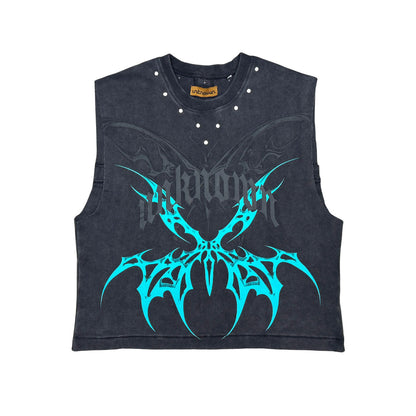 Printed wings sleeveless tee by Unknown - 3 | Vie+Riche