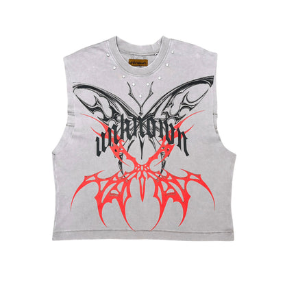 Printed wings sleeveless tee by Unknown - 8 | Vie+Riche