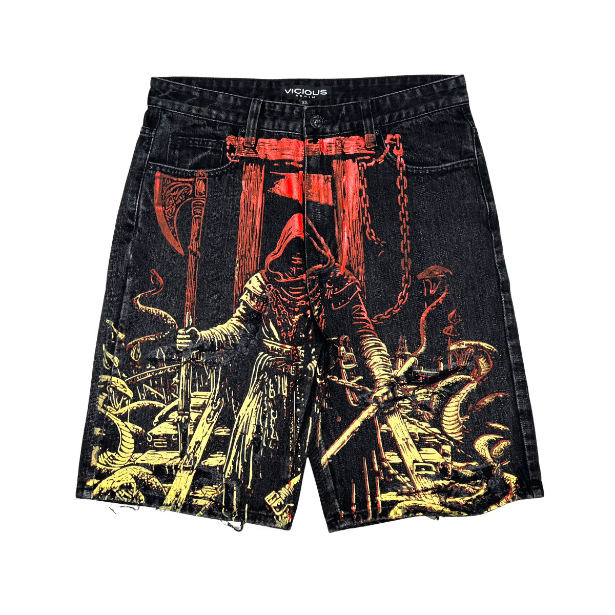 Reaper Denim Shorts Vintage Black by Vicious - 1