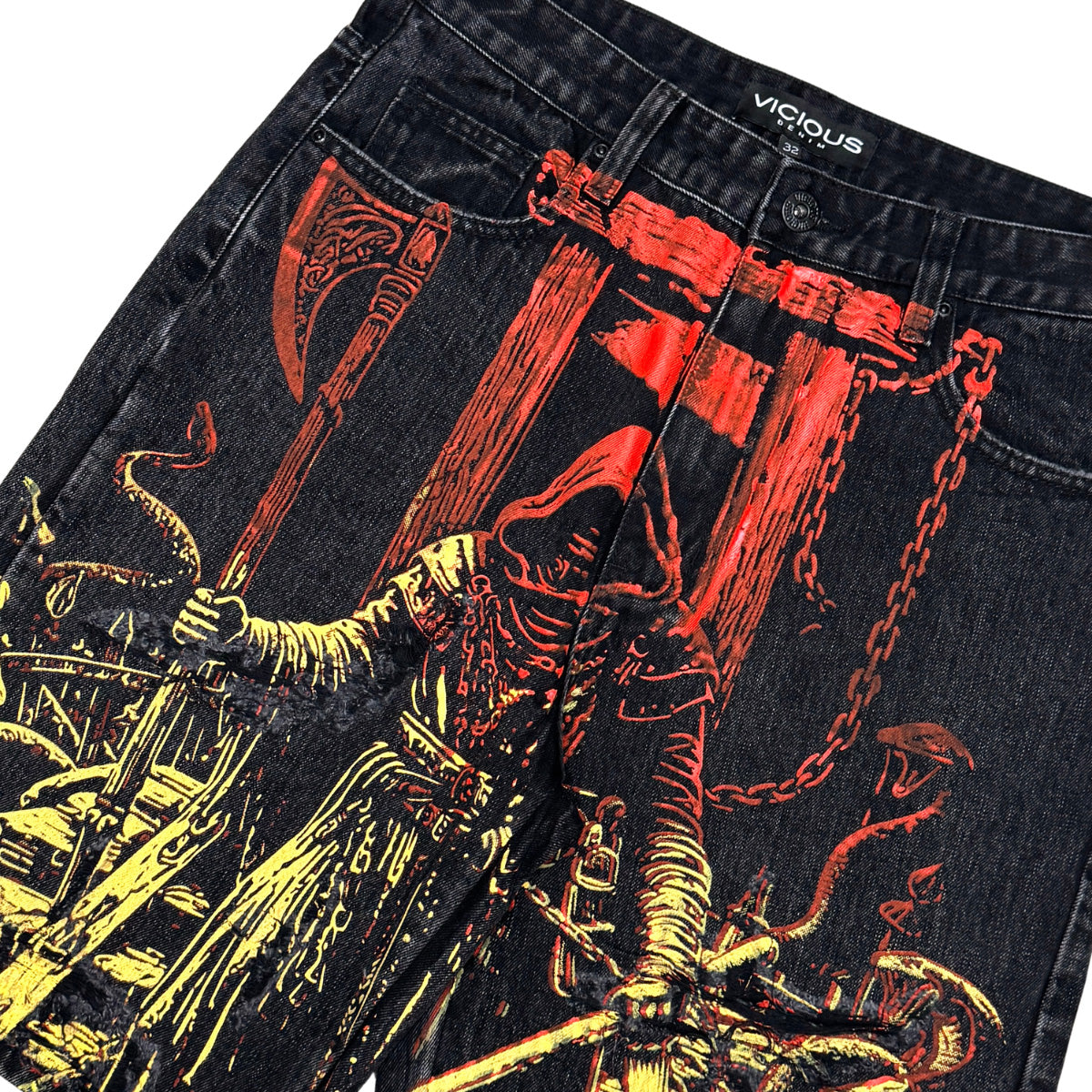 Reaper Denim Shorts Vintage Black by Vicious - 2