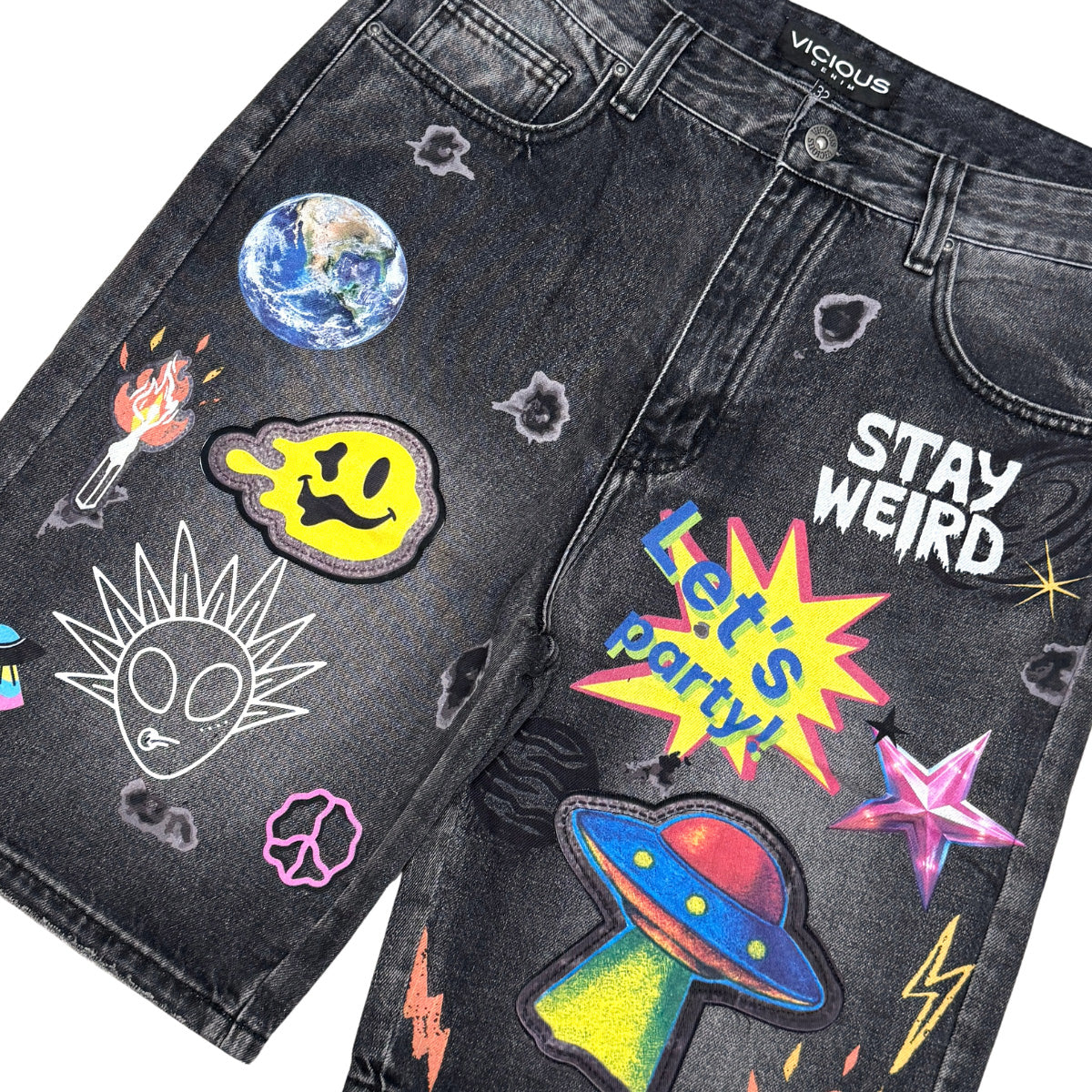 Cosmic Misfit Shorts Vintage Black by Vicious - 2