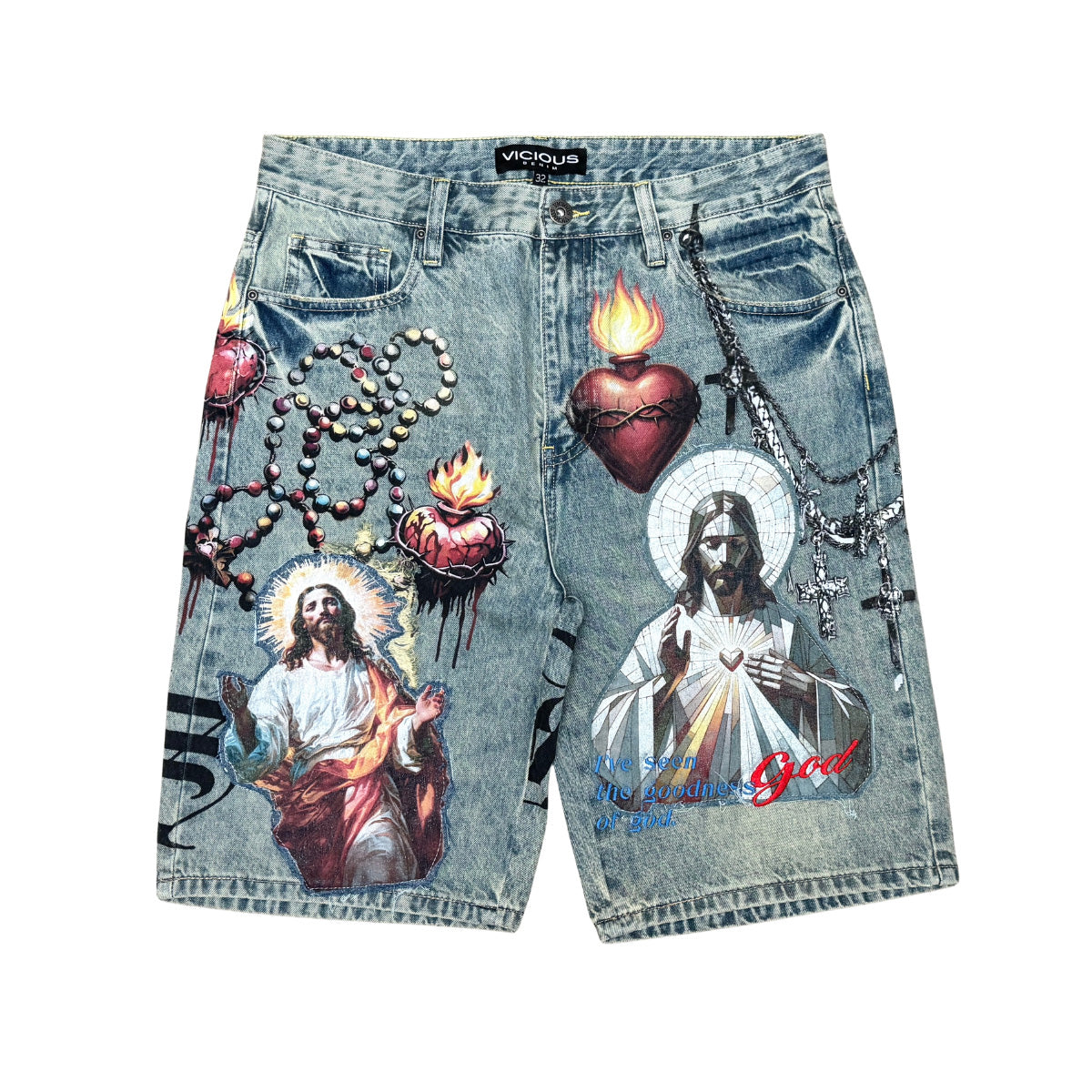 Sacred Heart Shorts Tint Blue by Vicious - 1