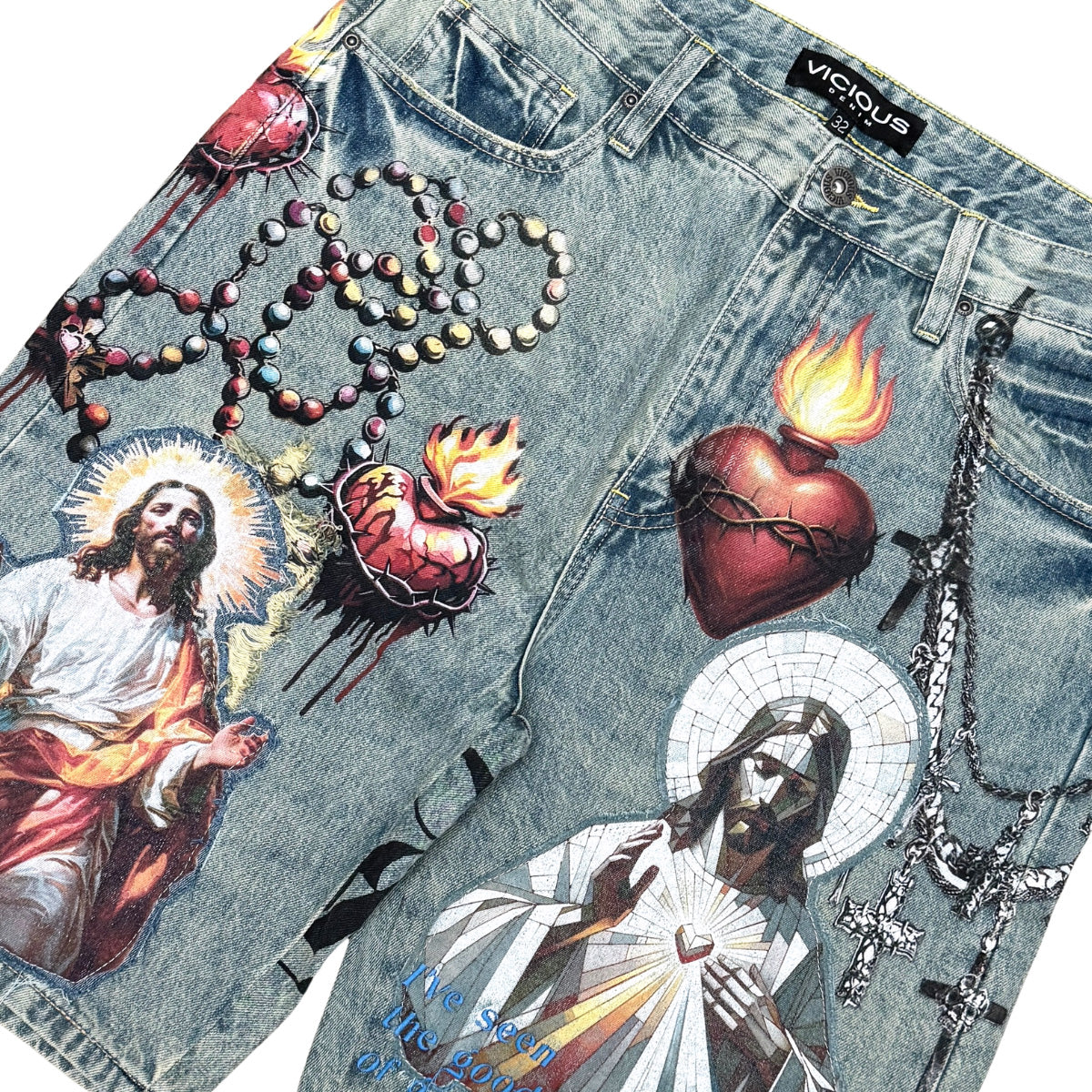 Sacred Heart Shorts Tint Blue by Vicious - 2