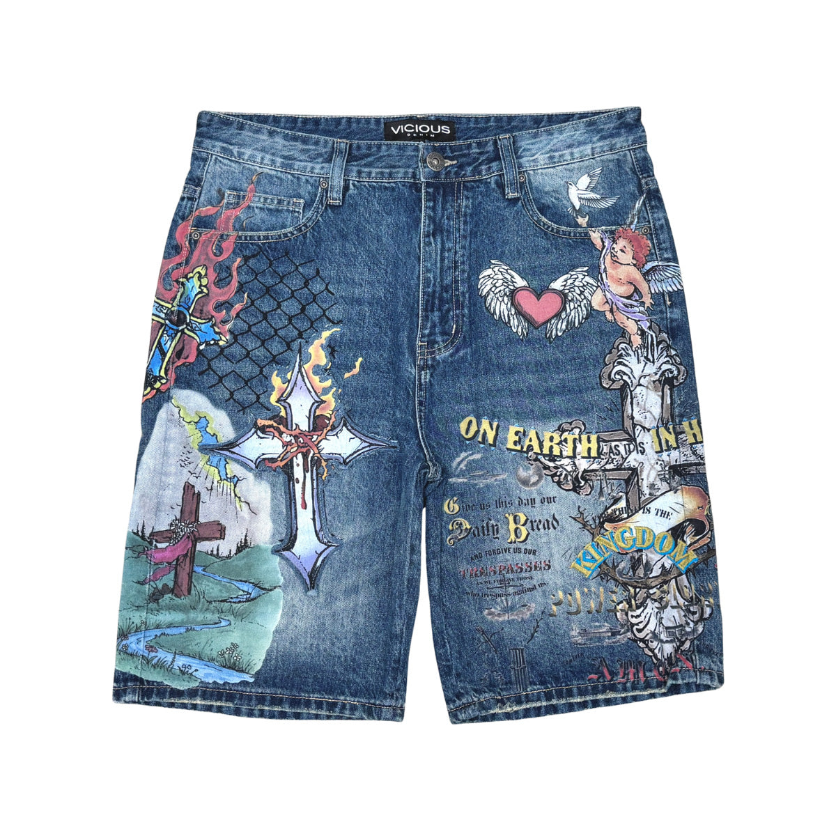 Kingdom Come Graphic Shorts Indigo by Vicious - 1