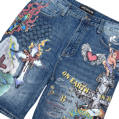 Kingdom Come Graphic Shorts Indigo by Vicious - 2