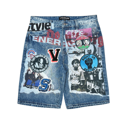 Voices of Change Collage Shorts Md Blue by Vicious - 1