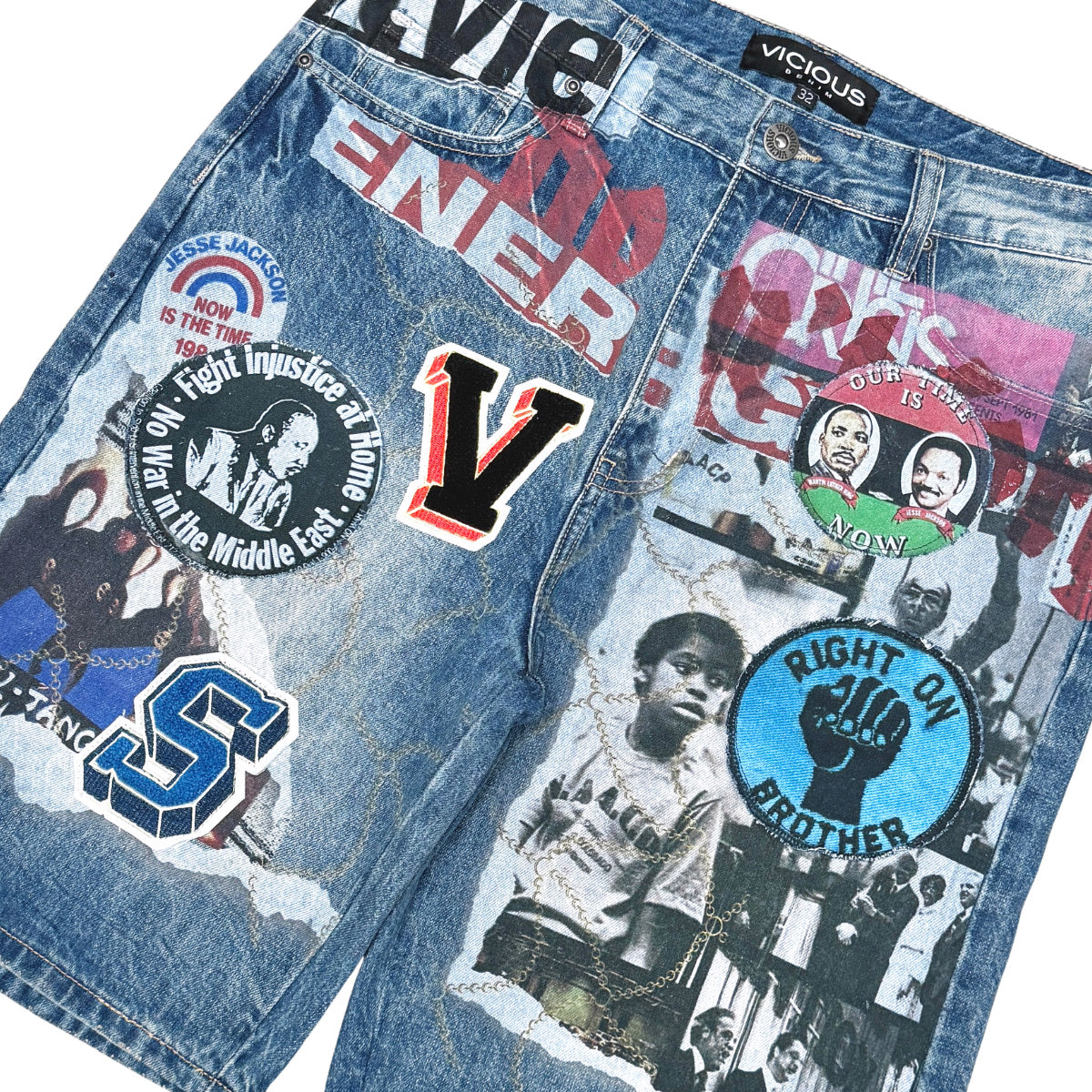 Voices of Change Collage Shorts Md Blue by Vicious - 2