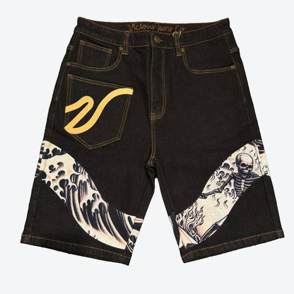 Skeleton Surf Jorts Raw Black by Vicious - 1