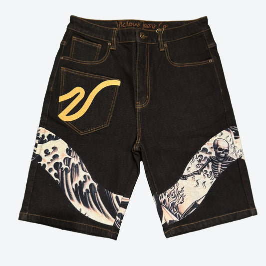 Skeleton Surf Jorts Raw Black by Vicious - 1