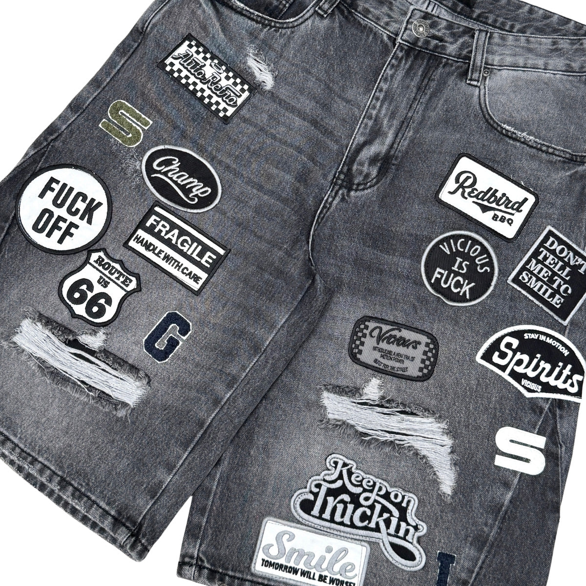 DENIM PATCH  SHORTS Black by Vicious - 2