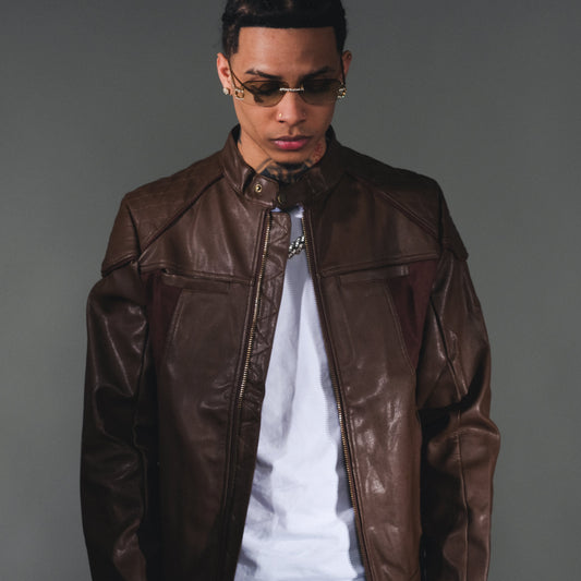 Suede mix racing jacket