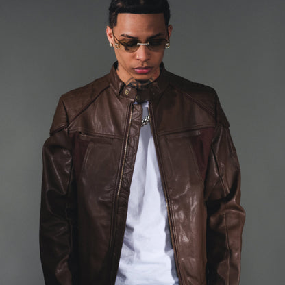 Suede mix racing jacket