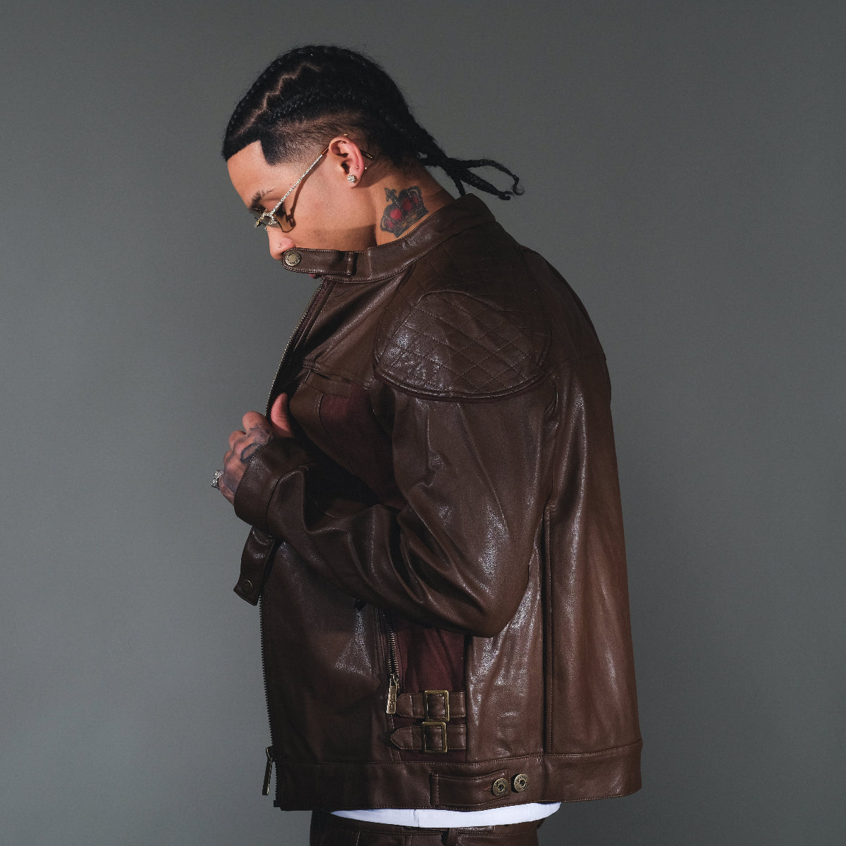 Suede mix racing jacket