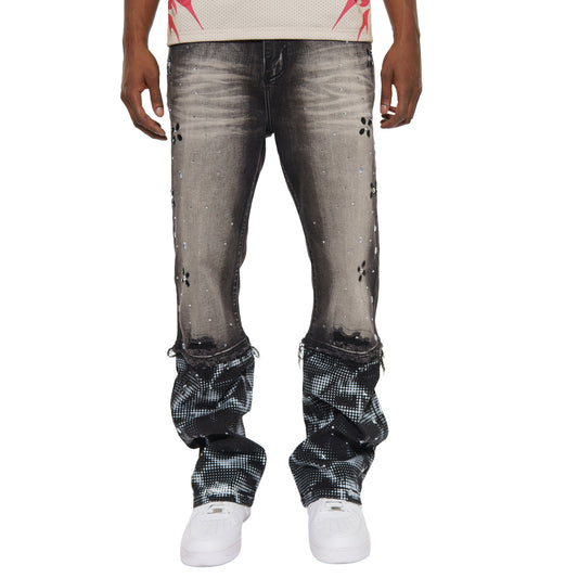 Rhinestone embellished denim pant