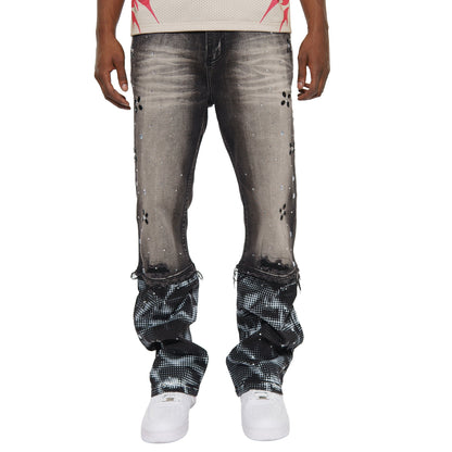 Rhinestone embellished denim pant
