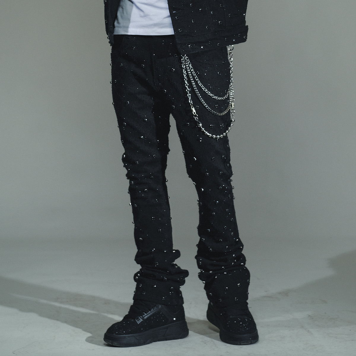Embellished Flare  Denim Black by Vicious - 1