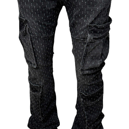 Dual  Cargo Flared Pants Onyx by Vicious - 3