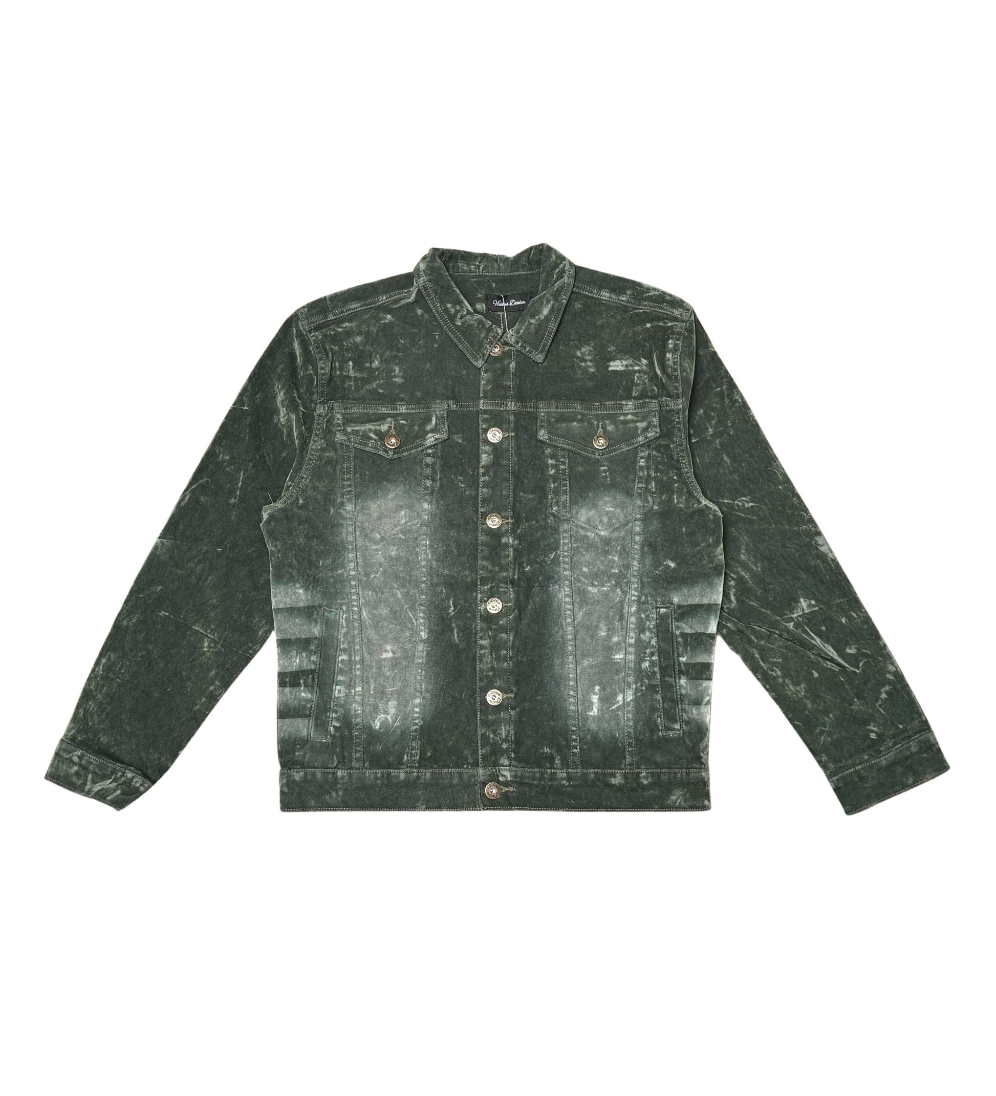 Velvet Coated Denim Jacket Olive by Vicious - 1