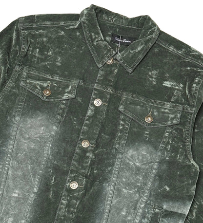 Velvet Coated Denim Jacket Olive by Vicious - 3