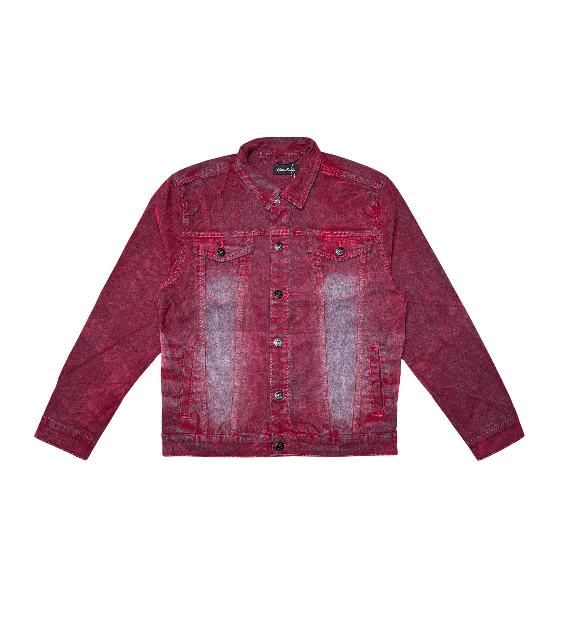 Velvet Coated Denim Jacket Red by Vicious - 1