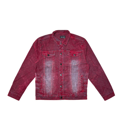 Velvet Coated Denim Jacket Red by Vicious - 1
