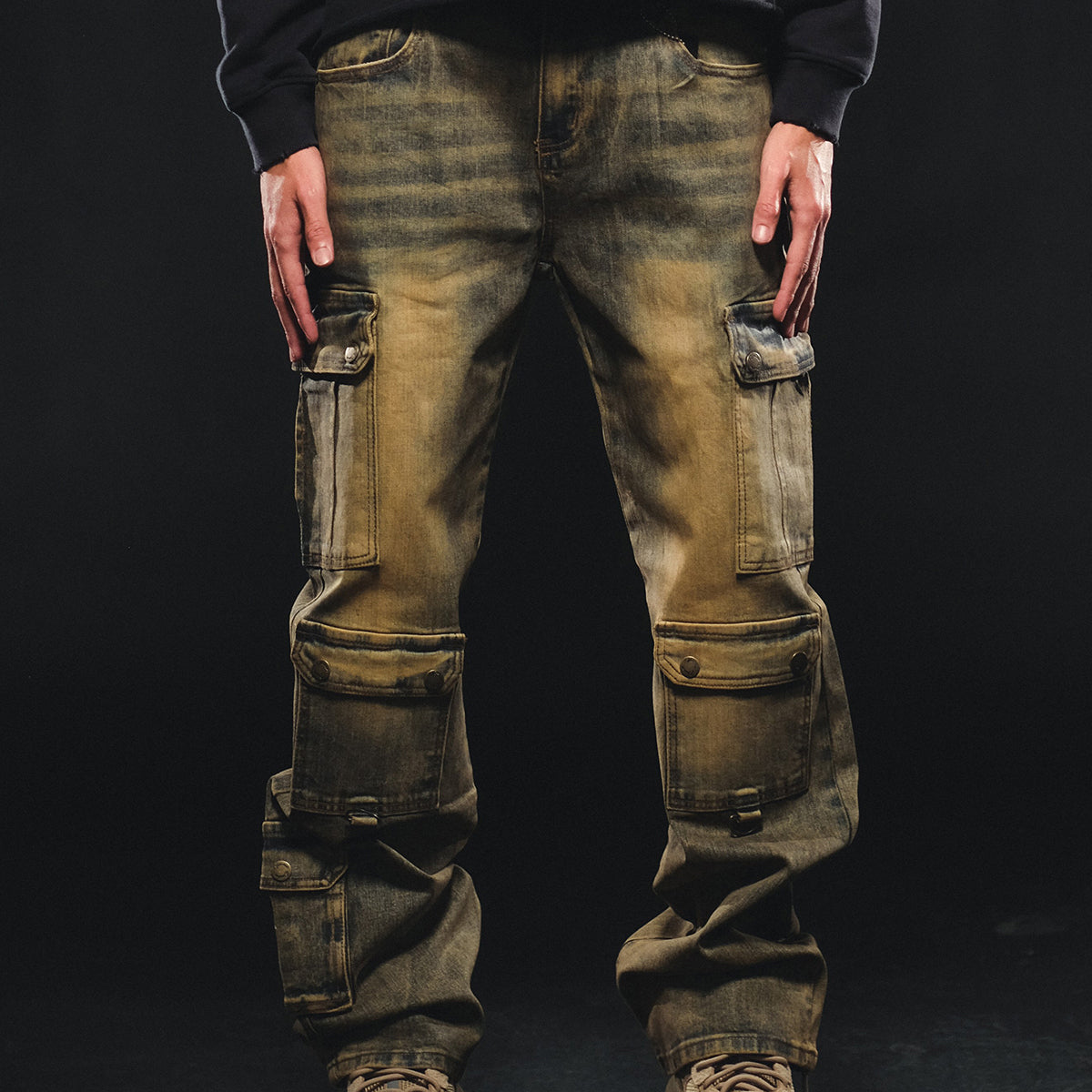 Baggy Fit Wax Coated Washed Denim Brown Coated by Vicious - 1