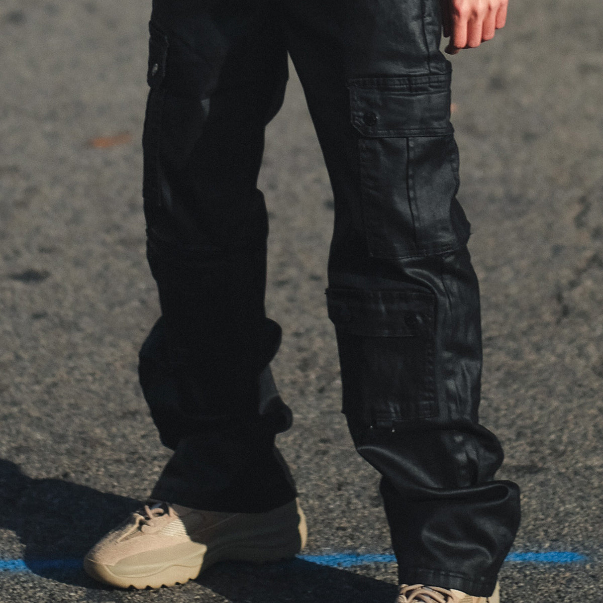 Baggy Fit Wax Coated Washed Denim Waxed Black by Vicious - 1