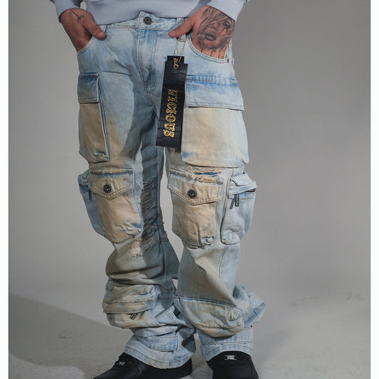 Multi cargo baggy/ loose fit denim