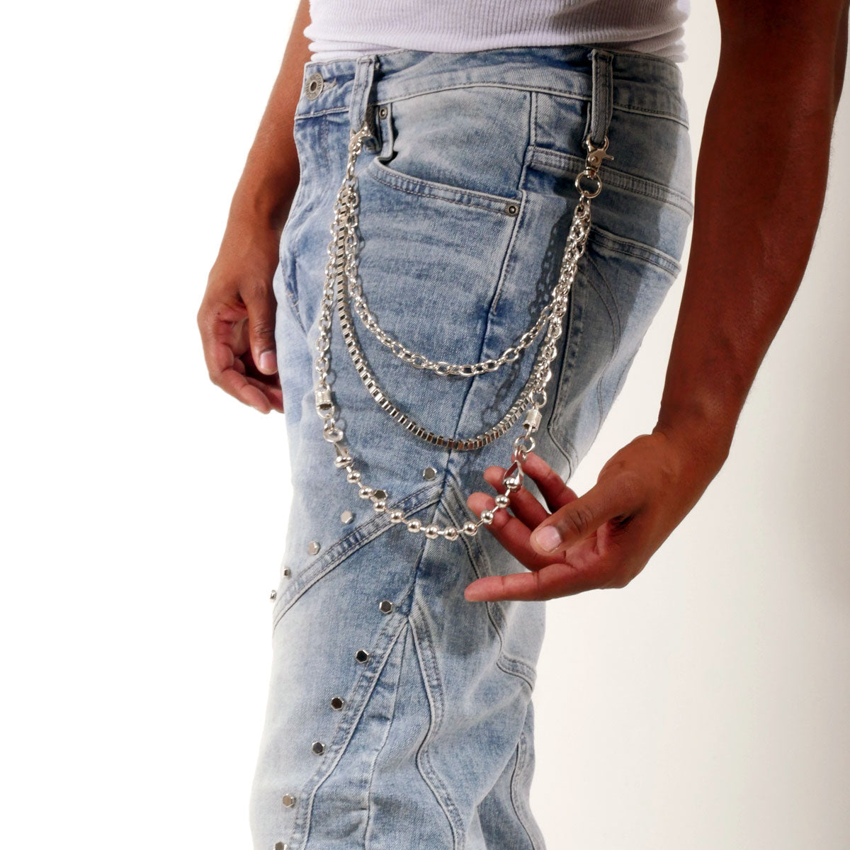 Embellished studded premium rhinestone denim pant