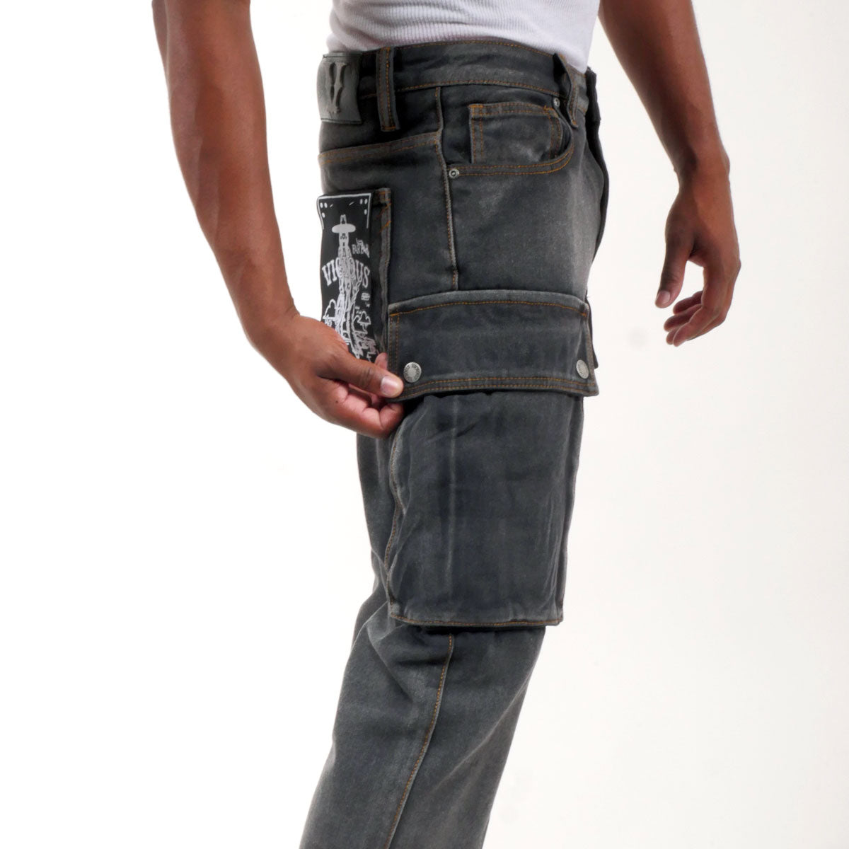 Premium side cargo western fit denim pant