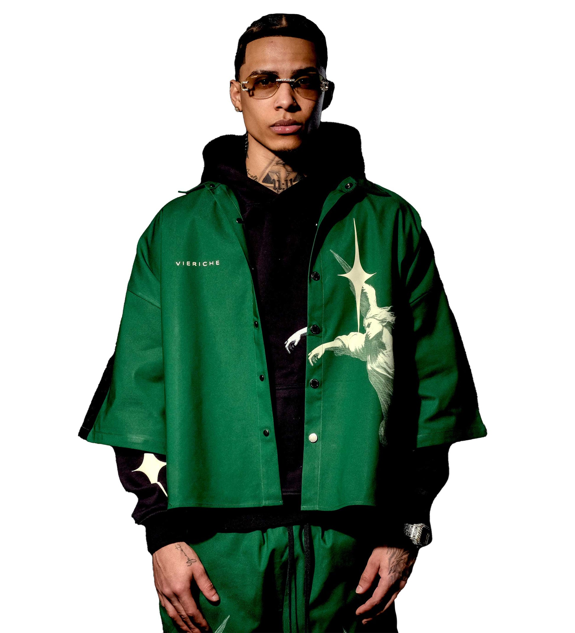 Wordly God Woven/Hoodie Combo Black / Green by Vie+Riche
 - 1