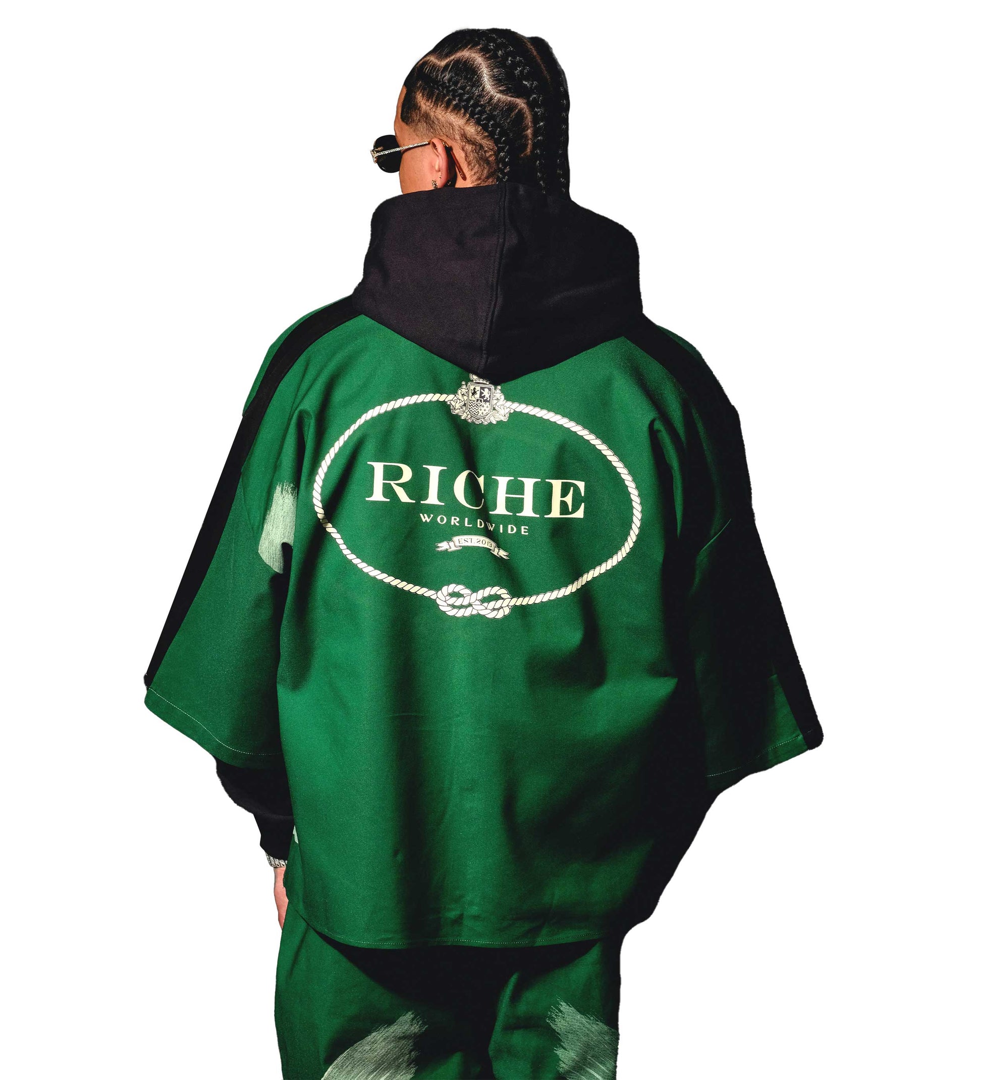 Wordly God Woven/Hoodie Combo Black / Green by Vie+Riche
 - 2
