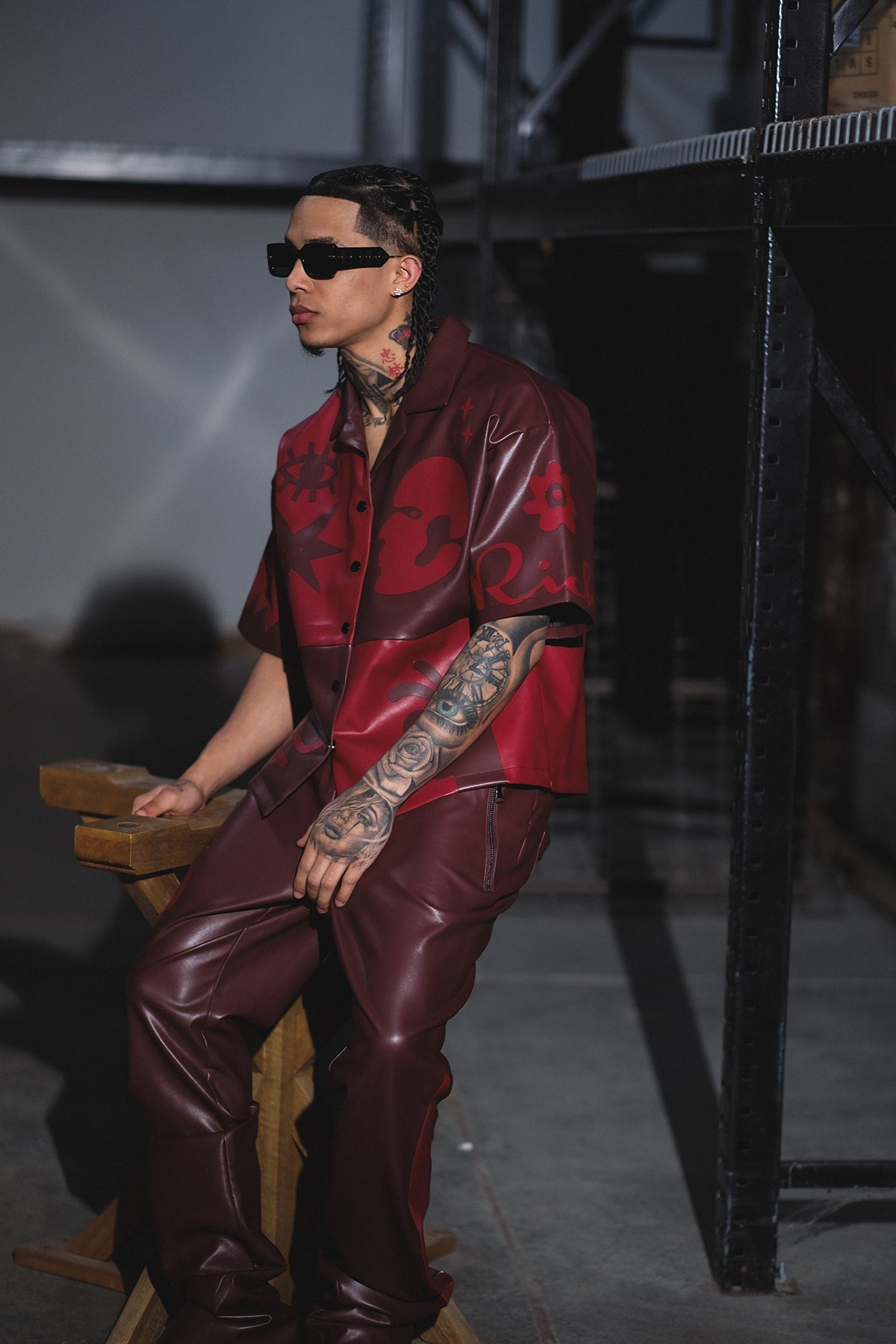 Tribal colorblock button up set Deep Red by Vie+Riche
 - 2