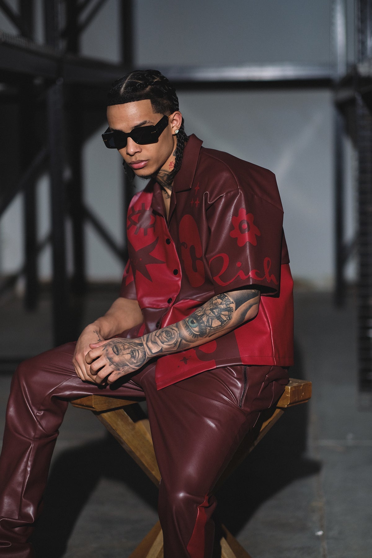 Tribal colorblock button up set Deep Red by Vie+Riche
 - 3