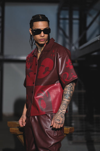 Tribal colorblock button up set Deep Red by Vie+Riche
 - 4