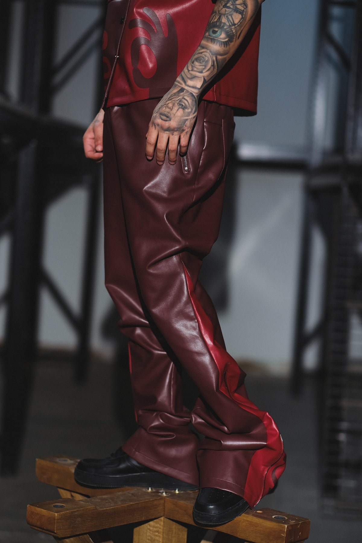 Tribal colorblock button up set Deep Red by Vie+Riche
 - 6