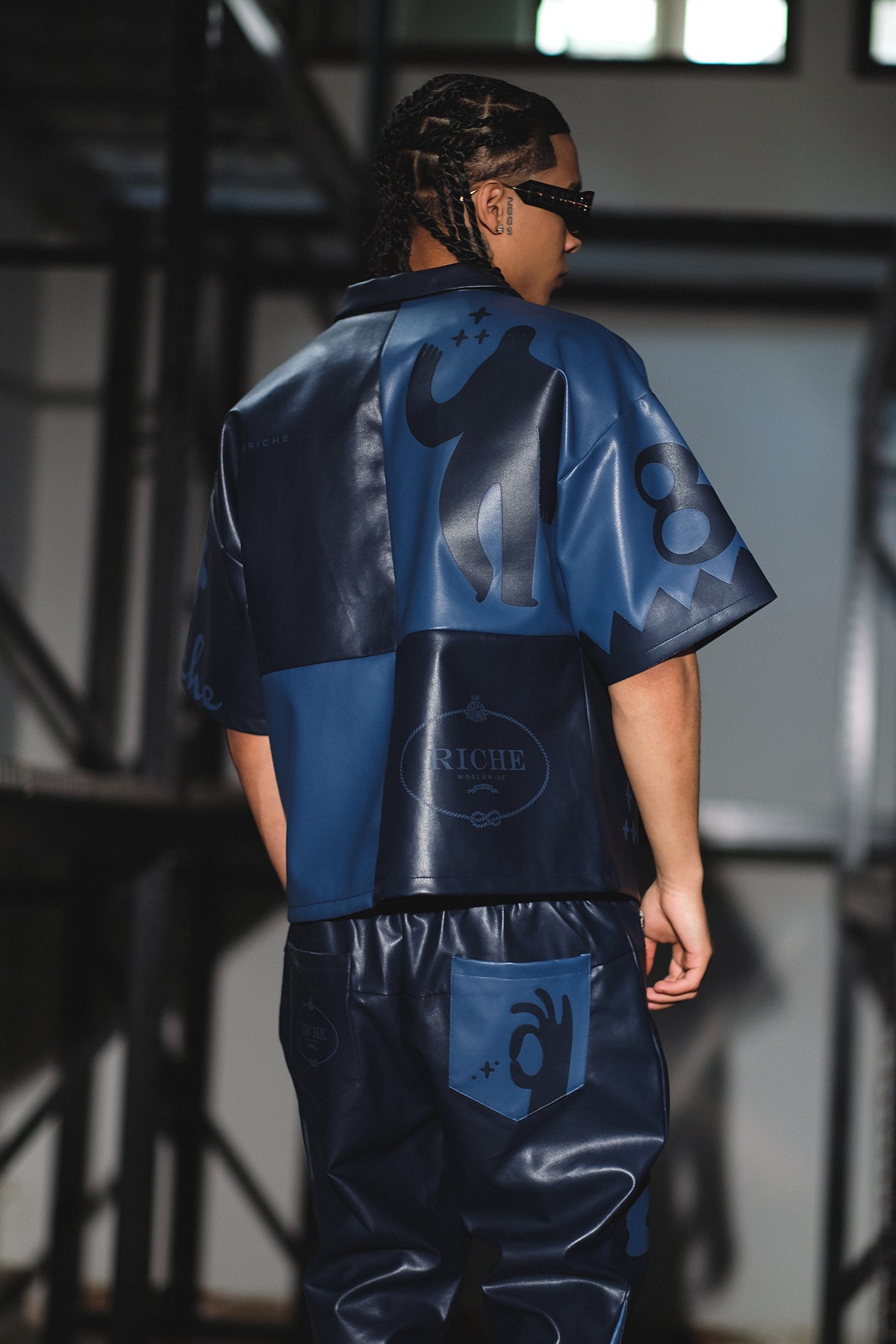Tribal colorblock button up set Navy by Vie+Riche
 - 4