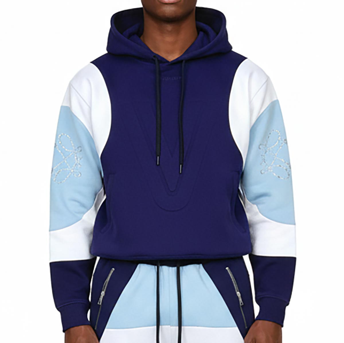 Embossed v hoodie