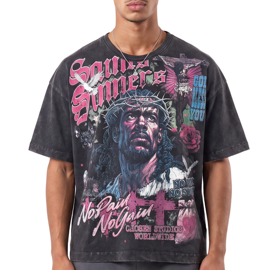 No Pain No Gain Vintage Jesus Graphic Tee