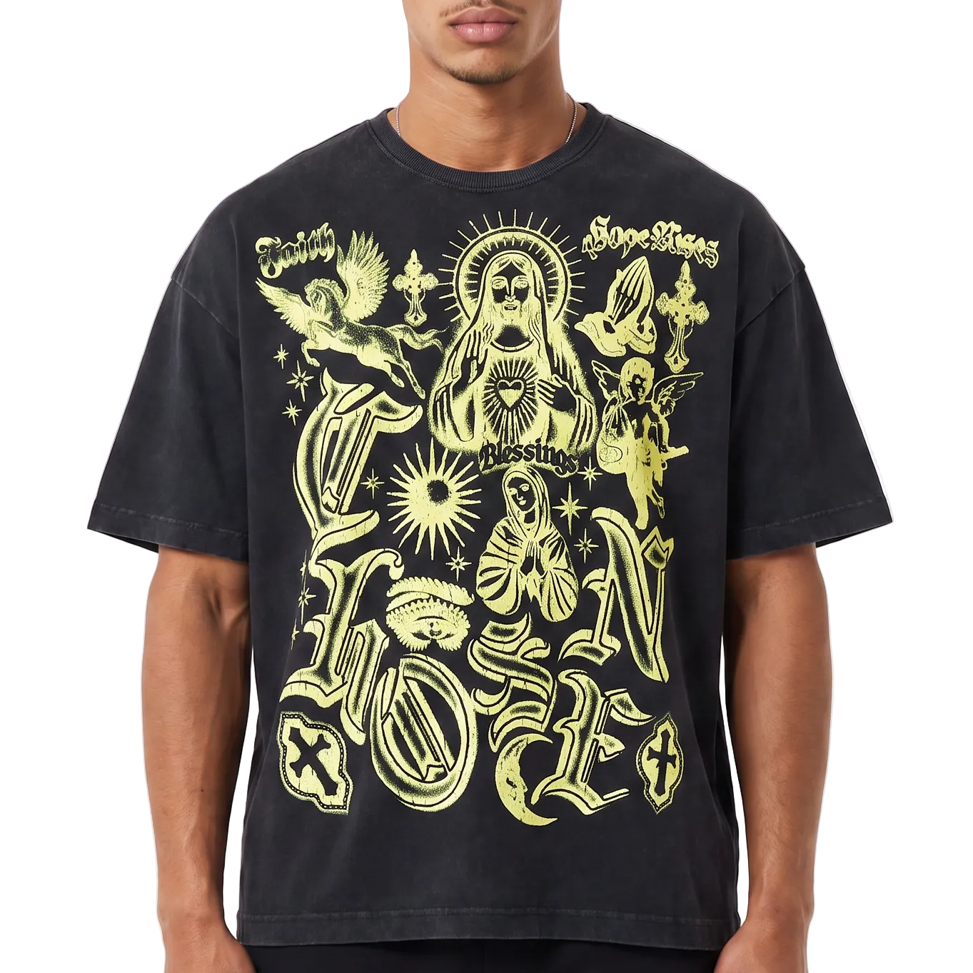 Blessings Neon Graphic Vintage Tee