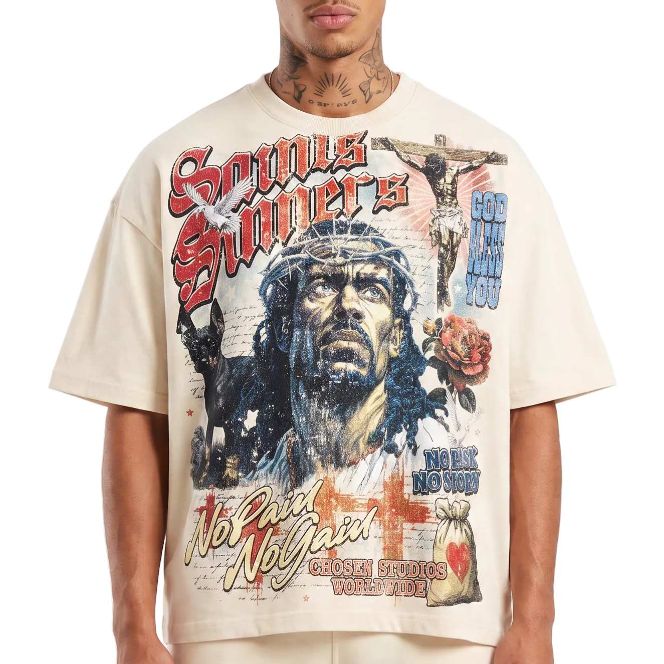 No Pain No Gain Vintage Jesus Graphic Tee