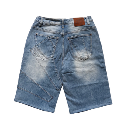 Panel Denim Jeans Shorts
