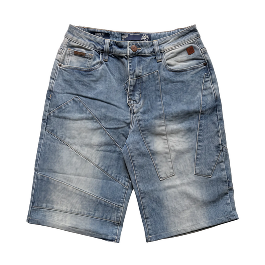 Panel Denim Jeans Shorts