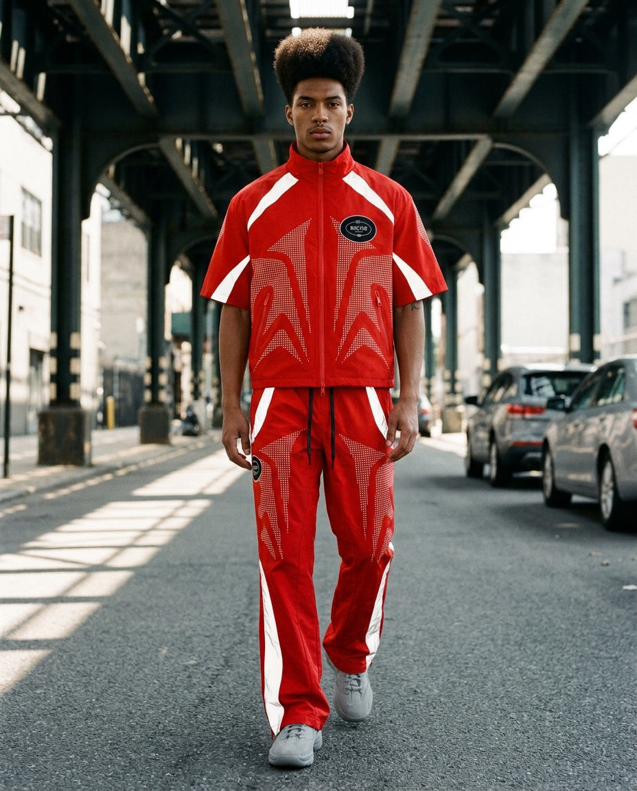 Enigma Set in Red, street look